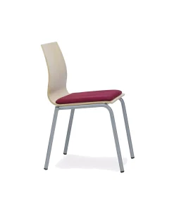 Dama – Silla 4 patas en madera sin brazos con asiento tapizado