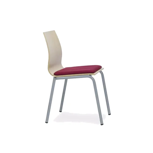 Dama - Silla 4 patas en madera sin brazos con asiento tapizado