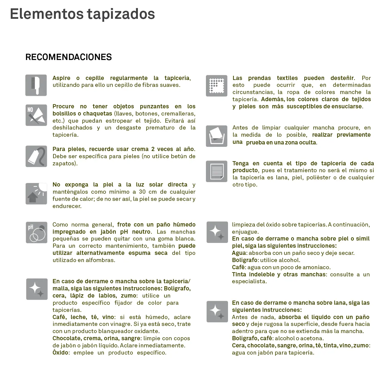 Limpieza - Elementos Tapizados